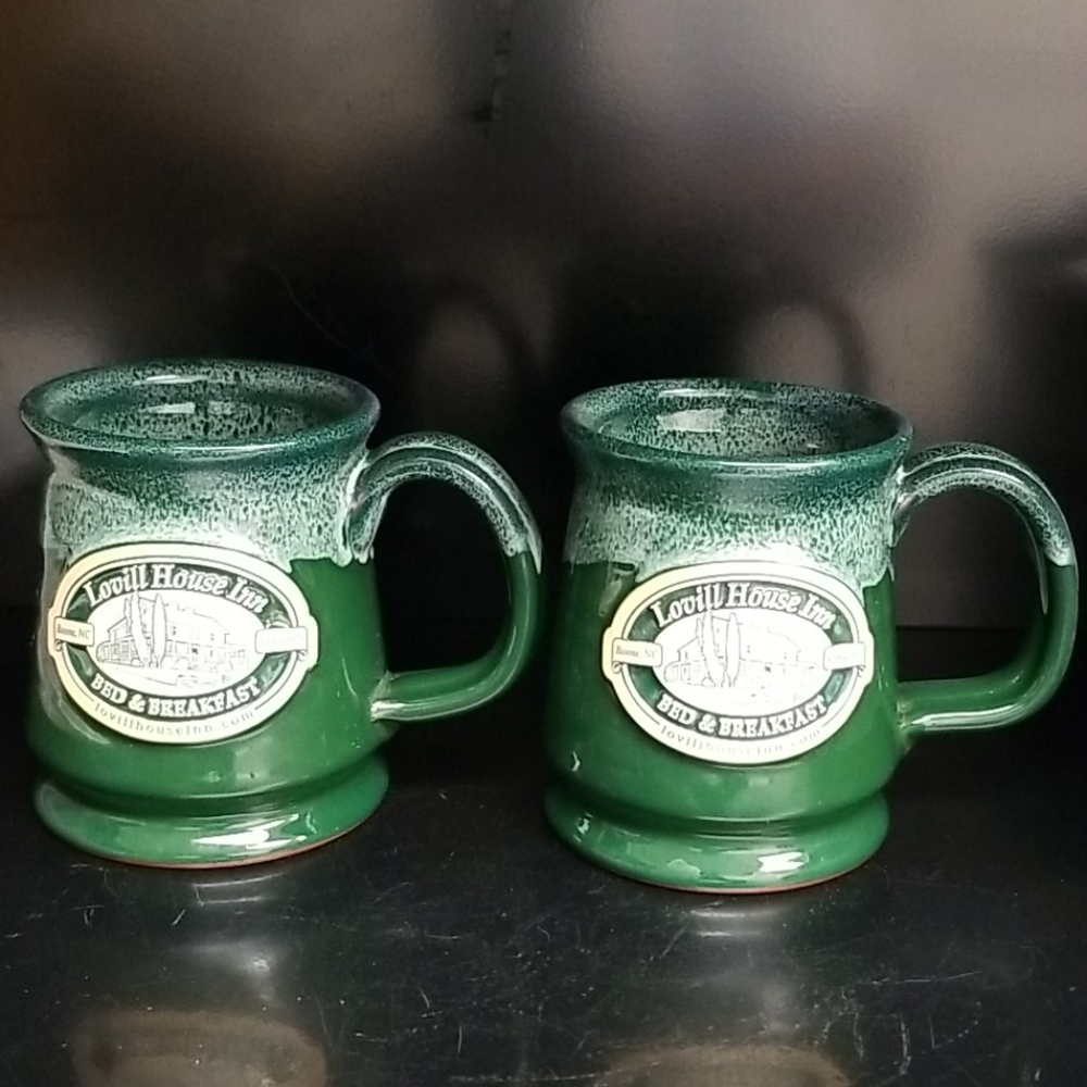 Deneen Pottery Lovill House Inn B & B Handthrown  Coffee Mugs